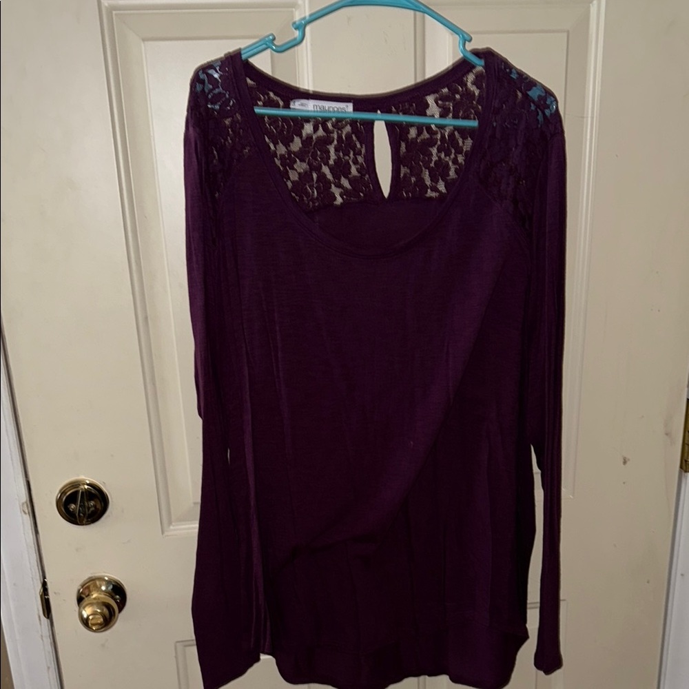 Maurices Purple Blouse with Lace Detail